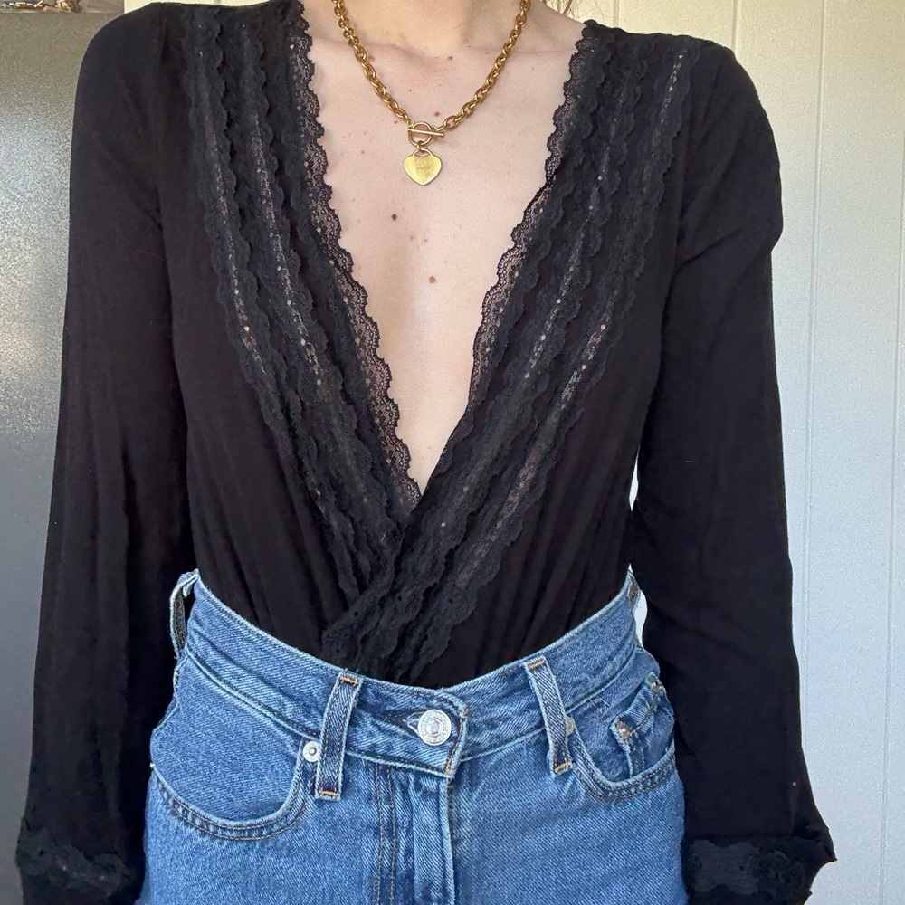 Forever 21 black lace bodysuit